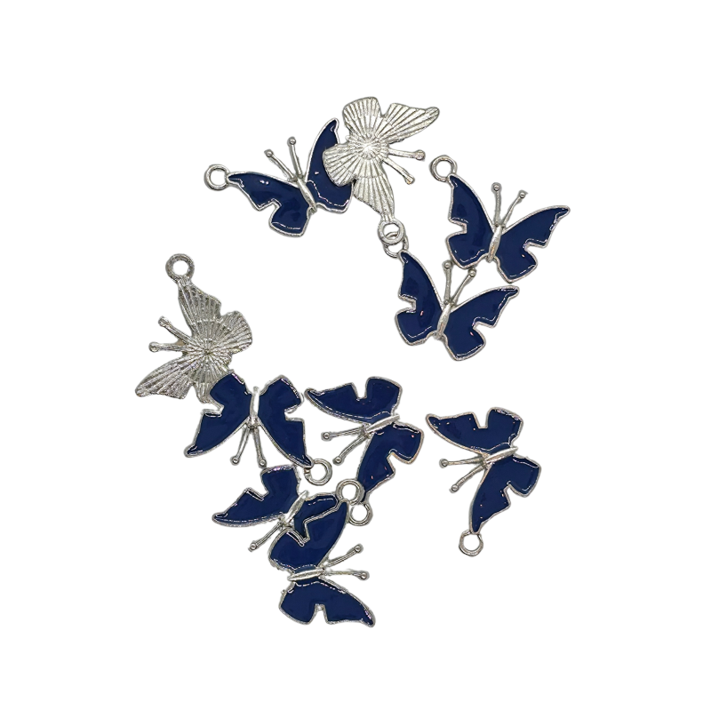 Emaille vlinder blauw